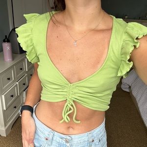 Zara Green Ruffle Top Size Small